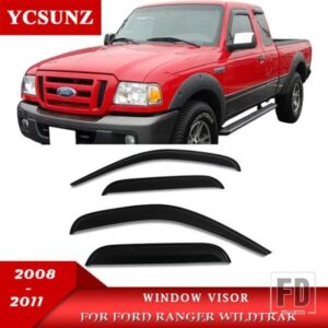 黒サイドウィンドウバイザーフォードレンジャー 39753 日雨バイザーガードディフレクターカーアクセサリー YCSUNZ