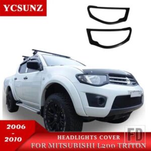 マットブラックヘッドライトカバートリム三菱 L200 トライトン 38991 カースタイリング