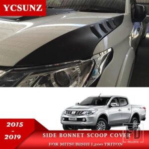 マットブラックサイドボンネットスクープカバー三菱 L200 トライトン 2015-19 ストラーダダブルキャブカーアクセサリー YCSUNZ