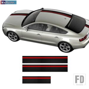 ボンネットレーシングストライプステッカールーフトランクカーボンビニールデカールアウディ A3 S3 A4 A5 A6 A7 RS5 A8 Q3 Q5 Q7 Q8 TT アクセサリー