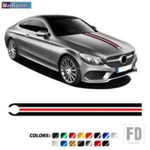 ボンネットステッカーボンネットストライプデカールメルセデスベンツ W204 W205 W176 W177 A45 CLA250 W213 W211 C63 AMG A C E CLA GLA GLC CLS