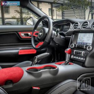 ULTRASUEDE ラップインテリアセンターコンソールギアシフトパネルカバーフォードマスタング 2015-2022