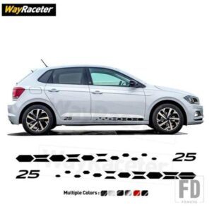 版 25 カーボンビニールデカールドアサイドストライプステッカーフォルクスワーゲンポロ GTI R ライン AW 2017 + 2024 2025 アクセサリー