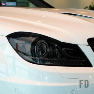2 個ヘッドライトフィルムクリア黒 TPU ステッカーメルセデスベンツ C クラス W204 C63 AMG 2011-2014 アクセサリー