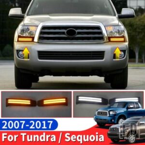 2007-2017 トヨタタンドラセコイアデイタイムドライビングランプ LED ダイナミックウィンカーフォグランプアクセサリー 2008 2009