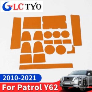 カップホルダー レザークッション 摩擦音防止 日産 パトロール Y62 2010-2021 収納ボックス アップグレード インテリア アクセサリー