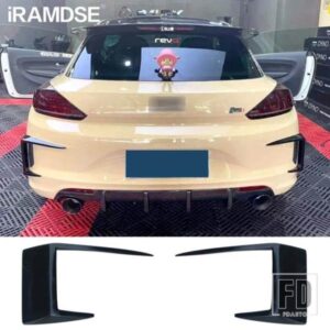 リアフォグランプカバーグリルスラットフォルクスワーゲンシロッコ R 2015 2016 2017 ブラックエアアウトレットナイフバンパースポイラーディフ??ューザー