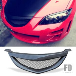 レーシンググリルバンパーメッシュフロントグリル自動車再装着アクセサリーマツダ 3 セダン 2006 - 2012 カバーなし車ロゴ