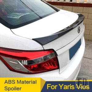 リアトランクリッドスポイラーウイングトヨタヤリス L VIOS 2014-2017 ABS 材料カーボン表面スポーツカーリアウイング DIY ペイント