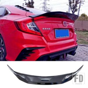 ブラックスポイラーホンダシビック 2016 2017 2018 4 ドアカーボンペイント車リアウイング