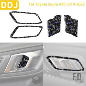 トヨタ GR スープラ A90 MK5 2019-2024 アクセサリーブルーカーボン車内インナードアハンドルパネルトリムステッカー
