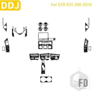 日産 GTR R35 2008-2016 カーアクセサリーカーボンインテリアステアリングホイール CD ギアシフトセットトリムステッカー