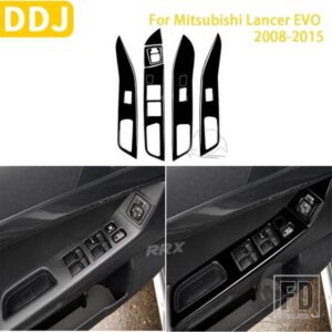 三菱ランサー EVO X MR 2008-2015 カーアクセサリープラスチックピアノブラック室内窓昇降パネルトリムステッカー