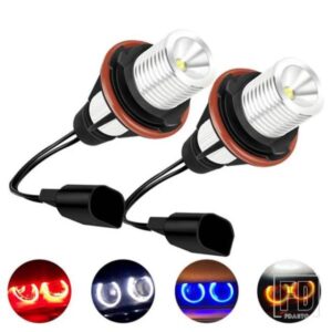 2 個エンジェルアイズ 5 ワット LED マーカーライト電球白赤青黄 BMW E39 E53 E60 E61 E63 E64 E87 525I 530I 545I