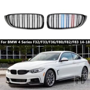 1 ペアフロントキドニースポーツグリルレーシンググリルダブルスラット BMW F32 F33 F36 F82 420I 428I 435I M4 2014-2018 カースタイリング
