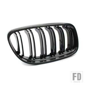 ペアフロントバンパーグリル BMW E90 E91 3 シリーズ 2009-2012 デュアルスラットカーボンルックフロントキドニーグリルスタイリング