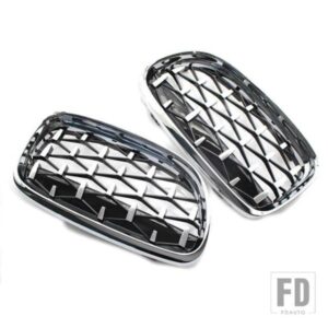 2 ピース/セットフロントグリルダイヤモンドグリルメテオスタイル BMW E90 E91 3 シリーズ 2009-2012 オートアクセサリーと黒