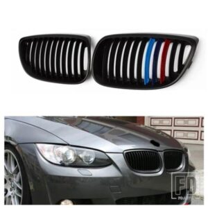 ペアグロスブラック車 2 スラットラインフロントキドニーグリルグリル BMW E92 E93 3 シリーズ M3 クーペコンバーチブル 2006-2009