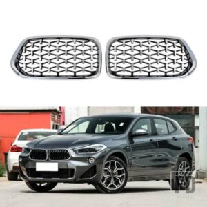 BMW X2 F39 フロントバンパーキドニーグリルダイヤモンドレーシンググリルグロスブラックグリルグリルトリム 2018-2022 ABS アクセサリー