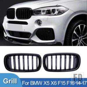 PULLECO BMW X5 X6 F15 F16 フロントバンパーキドニーグリルフードグリルグロスブラックシングルスラットグリル 14-17 レーシンググリル