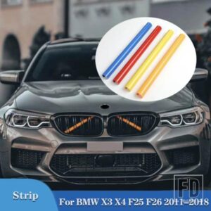 1 ペアフロントグリルトリムストリップスポーツスタイルグリルトリムストリップカバー BMW F25 F26 X3 X4 2011-2018 ストリップ装飾