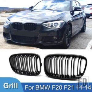 PULLECO 車フロントバンパーキドニーグリルレーシンググリル BMW 1 シリーズ F20 F21 11-14 交換ダブルスラットグロスブラックグリル
