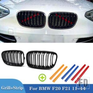 PULLECO フロントバンパーグリルキドニー交換グリルトリムストリップ BMW 1 シリーズ F20 F21 116I 118I 11-14 レーシンググリル