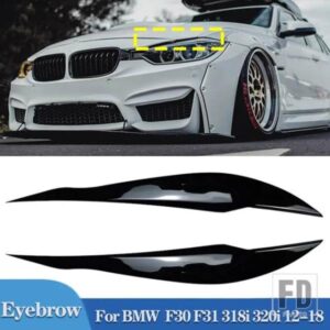 PULLECO ヘッドライトランプアイブロウカバートリムステッカー BMW 3 シリーズ F30 F31 318I 320I 2012-2018 車まぶた蓋カーボン
