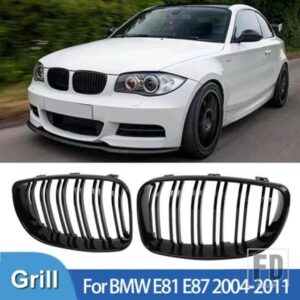 BMW 1 シリーズ E81 E87 2004-2011 グロスブラックグリルカバーフロントバンパー親切に改築 M スタイルグリル 128I 130I 135I