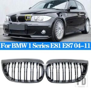 BMW 1 シリーズ E81 E87 2004-2011 グロスブラックグリルカバーフロントバンパー親切に改築 M スタイルグリル 128I 130I 135I