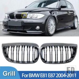 BMW 1 シリーズ E81 E87 2004-2011 グロスブラックグリルカバーフロントバンパー親切に改築 M スタイルグリル 128I 130I 135I