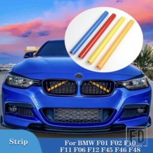 2 個ストリップステッカーカバーフロントグリルトリムストリップ BMW F01 F02 F10 F11 F06 F12 F45 F46 F48 X1 5/6/7 シリーズ用カースタイリング
