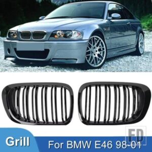 BMW 3 シリーズ E46 1998-2001 2/4 ドアフロントキドニーグリル 318I 320I 325I 330I グロスブラックレーシンググリルアクセサリー