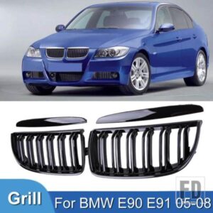 PULLECO グリルレーシンググリルグロスブラックフロントバンパーグリル BMW E90 E91 3 シリーズ 323I 328I 335I 330I 325I 05-08 ABS
