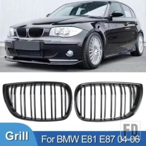 車グリルフロントキドニーグリルレーシンググリルグロスブラックグリル自動 ABS ダブルスラットグリル BMW E81 E87 120D 120I 130I 04-06