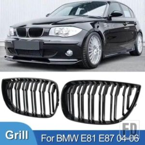 PULLECO BMW E81 E87 120D 120I 130I 車グリルフロントキドニーグリルレーシンググリルグロスブラックグリル 2004-2006 自動 ABS グリル