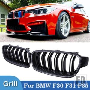 PULLECO BMW F30 F31 F35 3 シリーズ 13-19 フロントバンパーグリルレーシンググリルカーボンスタイルオートアクセサリーデュアルスラット