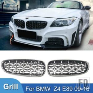 PULLECO BMW Z4 E89 ダイヤモンドグリルフロントバンパーキドニーグリルレーシンググリル 2009-2016 ABS グリルオートアクセサリー光沢