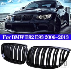 スタイルグロスブラックフロントキドニーダブルスラットグリル BMW E92 E93 3 シリーズ 328I 335I クーペ 2006-2013 レーシンググリル