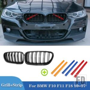 PULLECO BMW 5 シリーズ F10 F11 F18 525 520D 530D 540I グリルフロントグリルキドニーレーシンググリルグロスブラックトリムストリップ 10-17