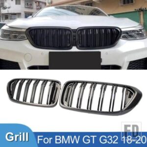 PULLECO カーボングリルフロントキドニーグリルフードレーシンググリル BMW 6 シリーズ GT G32 2018-2020 ダブルスラットグリル ABS