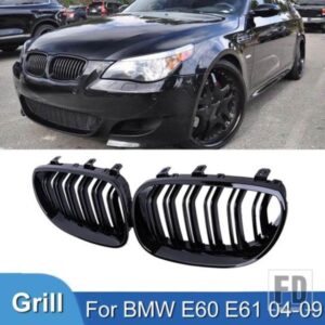 フロントバンパーキドニーグリルグリルフードメッシュダブルラインレーシンググリル BMW 5 シリーズ E60 M5 E61 520I 545I 550I 535I 03-10