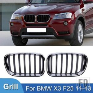 PULLECO 電気メッキフロントバンパーフードキドニーグリルグリル BMW X3 F25 2011-2013 ABS クロームレーシンググリルアクセサリー