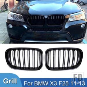PULLECO 2PC レーシンググリルグロスブラックフロントバンパーグリル BMW X3 F25 2011-2013 キドニーグリルアクセサリー交換