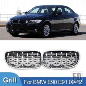 PULLECO ダイヤモンドグリル車キドニーグリルフロントバンパーレーシンググリル自動スタイリング BMW E90 E91 318I 320I 325I 328I 2009-2012