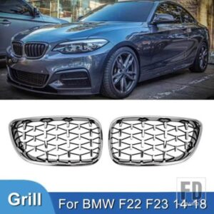 PULLECO ダイヤモンドフロントキドニーグリルレーシンググリルグリル BMW 2 シリーズ F22 F23 F87 M2 14-19 アクセサリー