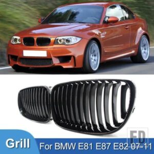 BMW E81 E87 E82 E88 128I 130I 135I フロントバンパーキドニーグリルレーシンググリルグリルグロスブラックシングルスラットグリル 07-11