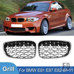 PULLECO BMW 1 シリーズ E81 E82 E87 E88 128I 130I 135I 車ダイヤモンドグリルフロントキドニーバンパーグリルレーシンググリルグリル 07-11
