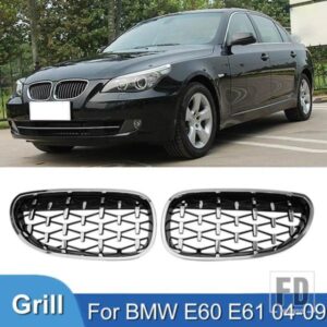 PULLECO BMW E60 E61 550I 535I ダイヤモンドフロントバンパーグリルキドニーレーシンググリル 2004-2009 グリル黒フレームグリル