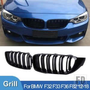 PULLECO 車フロントバンパーグリルレーシンググリル BMW 4 シリーズ F32 F33 F36 M3 F80 M4 F82 12-18 デュアルスラットアクセサリー